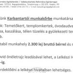 Egyházközségünk Karbantartói munkakörbe munkatársat keres n