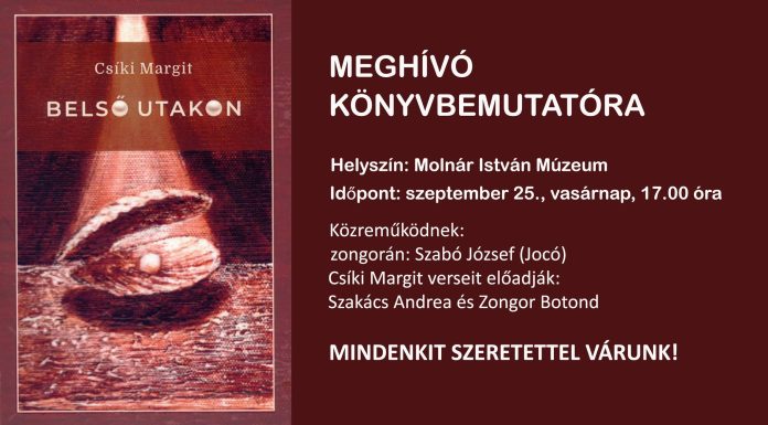 Könyvbemutató: Csíki Margit - Belső utakon